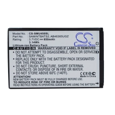 Compatibele batterijvervanging voor Samsung AB463651GZ,AB463651GZBSTD,SAMINTBATS2