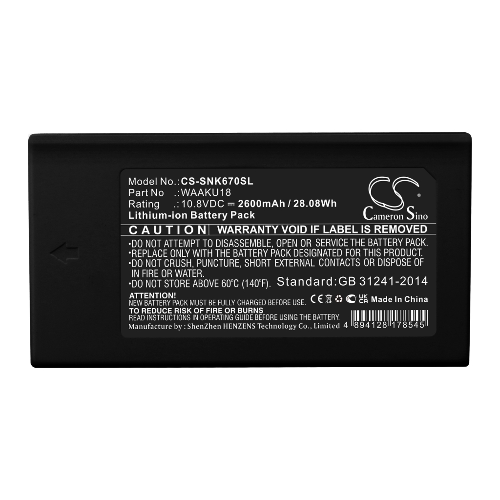Compatibele batterijvervanging voor Sonel WAAKU18
