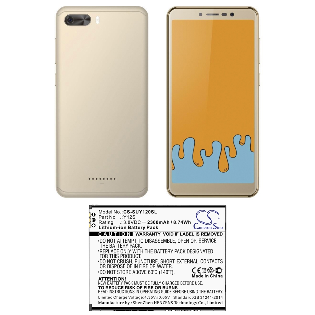 Compatible battery replacement for Sugar Y12S