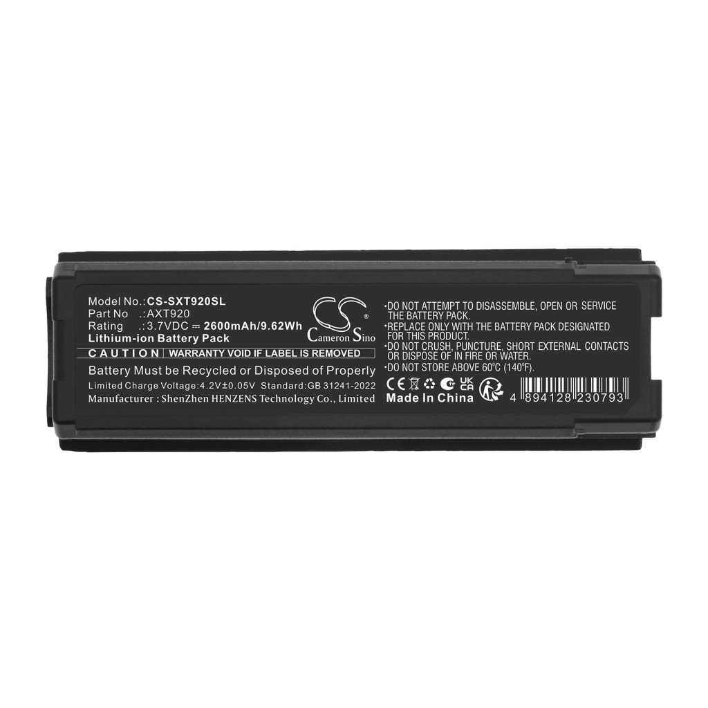 Batteries compatible with Shure Axient AXT400 receiver CS-SXT920SL