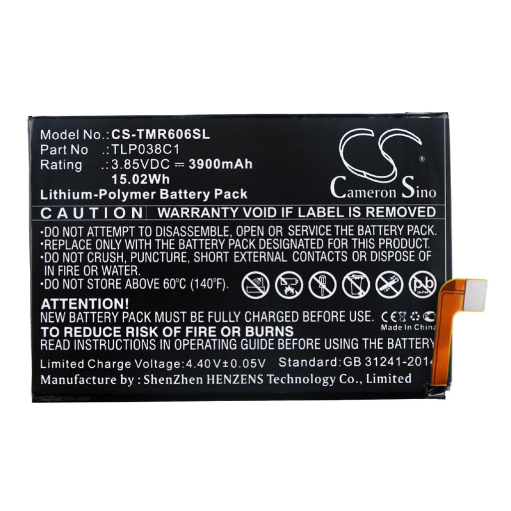 Compatible battery replacement for Alcatel TLP038C1