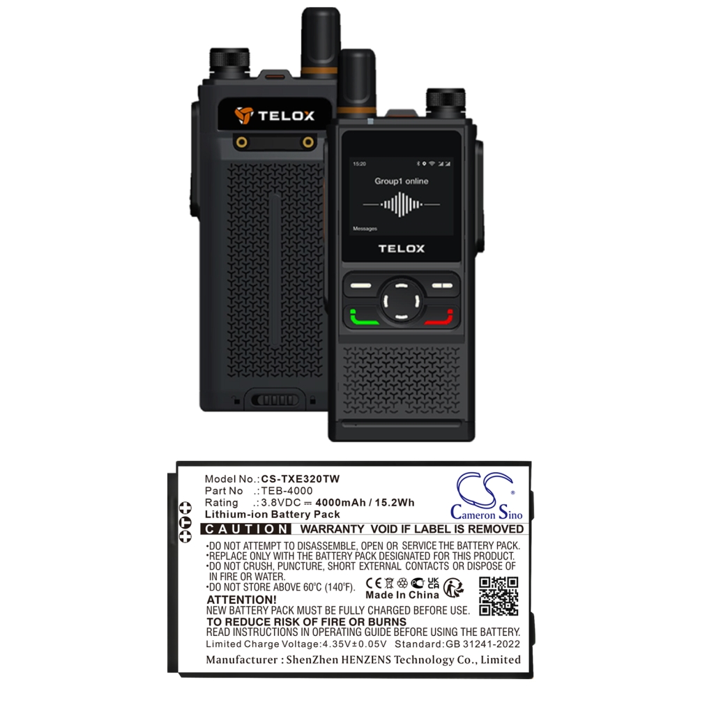 Batterij voor tweerichtingsradio Telox CS-TXE320TW