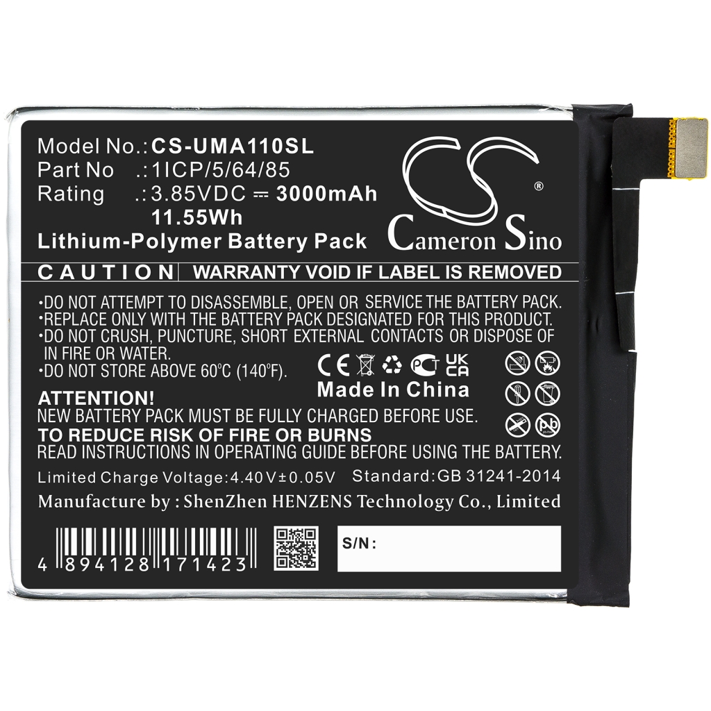 Compatibele batterijvervanging voor Umi 1ICP/5/64/85