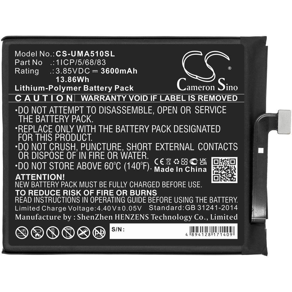 Compatibele batterijvervanging voor Umi 1ICP/5/68/83