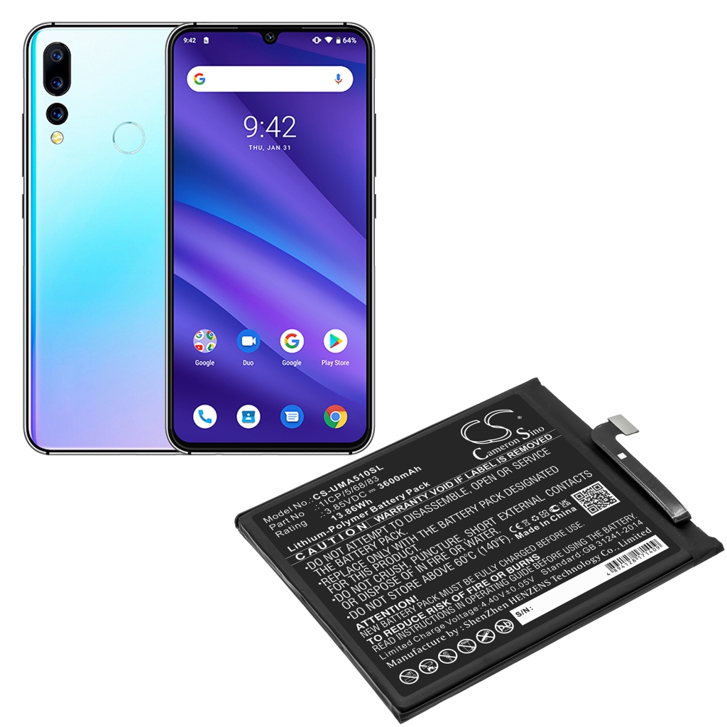 Compatibele batterijvervanging voor Umi 1ICP/5/68/83