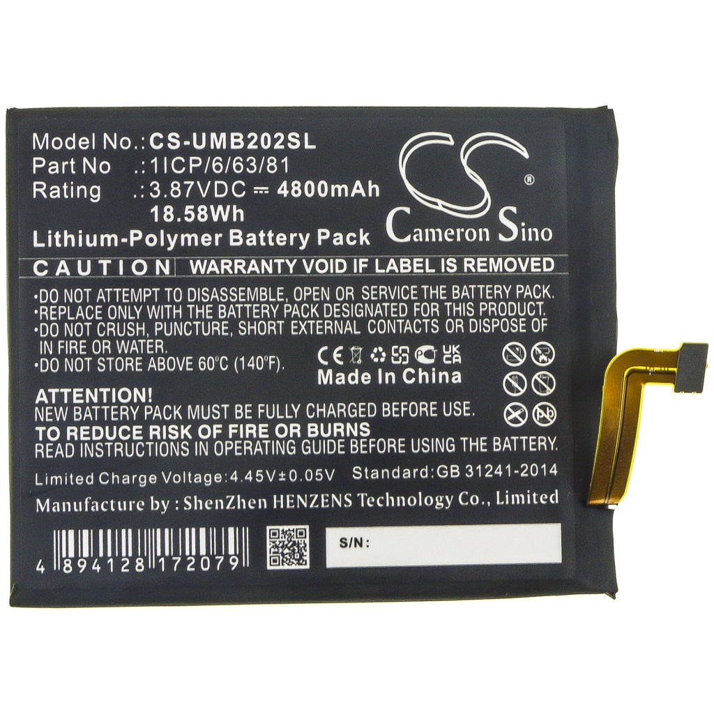 Compatibele batterijvervanging voor Umi 1ICP/6/63/81