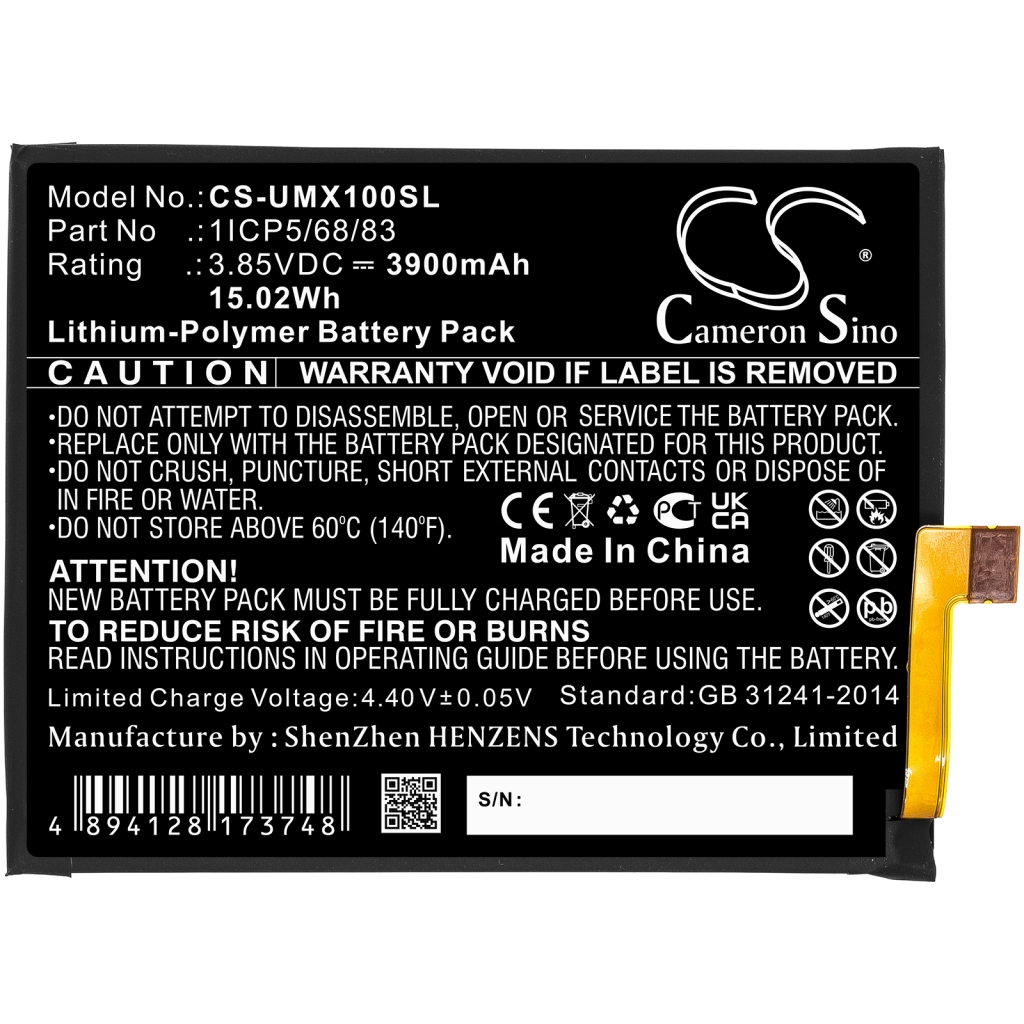 Compatibele batterijvervanging voor Umi 1ICP5/68/83