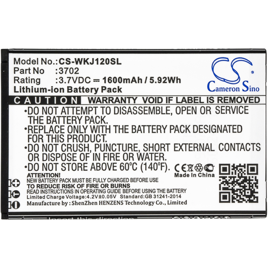 Compatibele batterijvervanging voor Wiko 3702