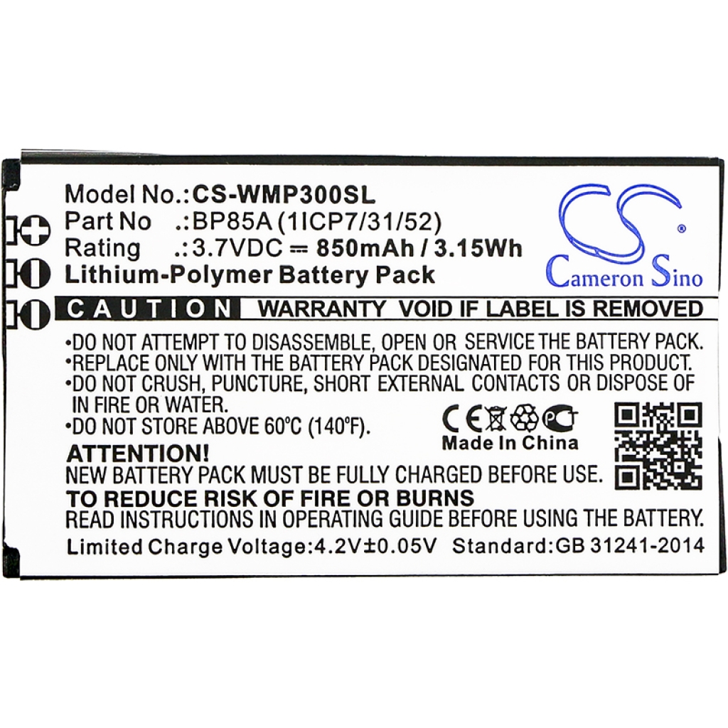 Compatibele batterijvervanging voor Wm systems BP85A (1ICP7/31/52)