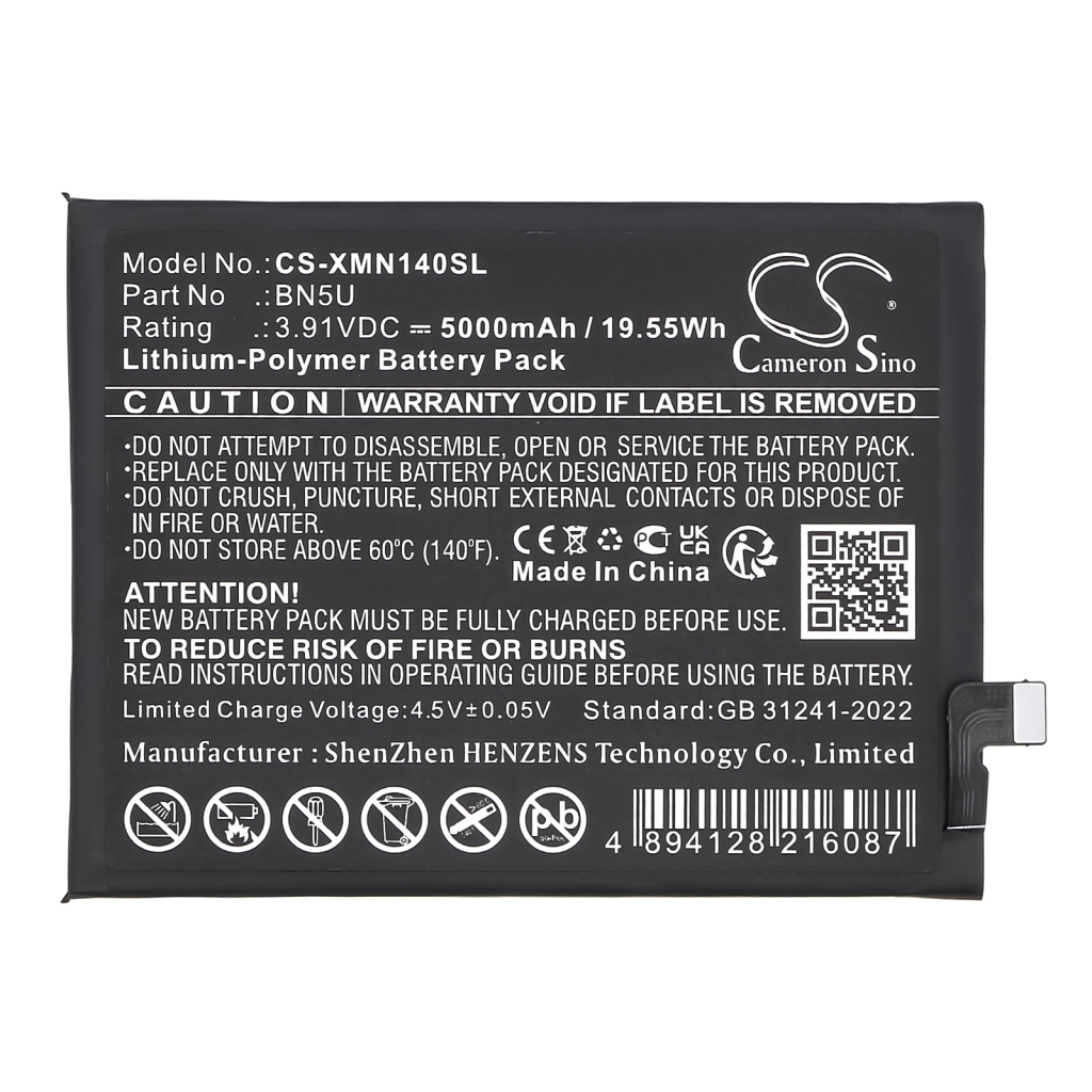 Compatible battery replacement for Redmi BN5U