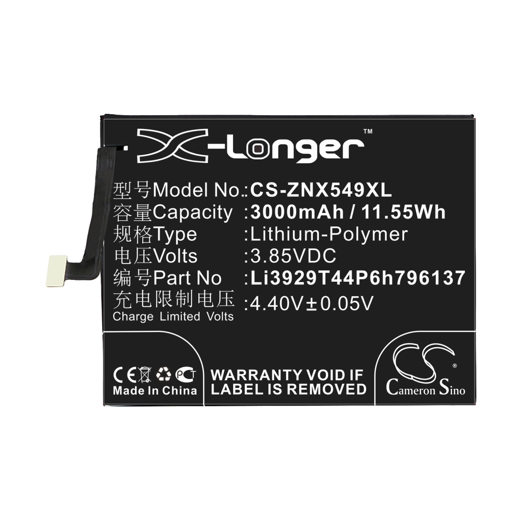 Compatibele batterijvervanging voor Nubia LI3929T44P6H796137