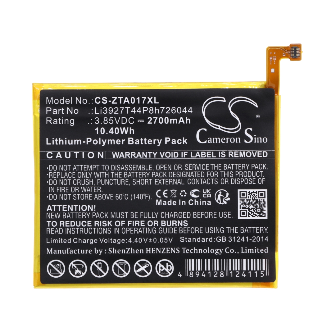 Compatibele batterijvervanging voor ZTE LI3927T44P8H726044