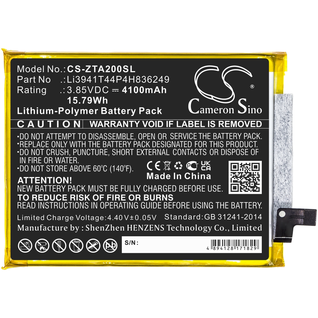 Compatibele batterijvervanging voor ZTE LI3941T44P4H836249