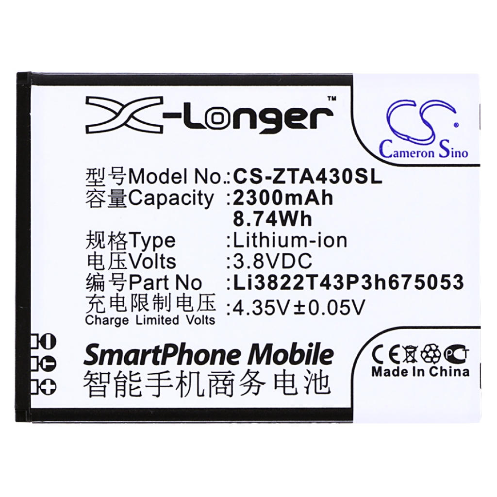 Compatibele batterijvervanging voor ZTE LI3822T43P3H675053