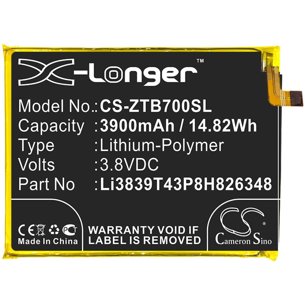 Compatibele batterijvervanging voor ZTE LI3839T43P8H826348