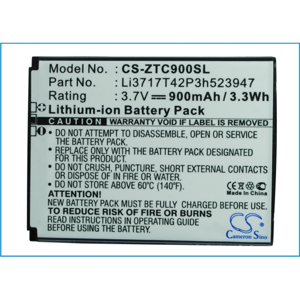 Battery compatible with Telstra ZTE CS-ZTC900SL