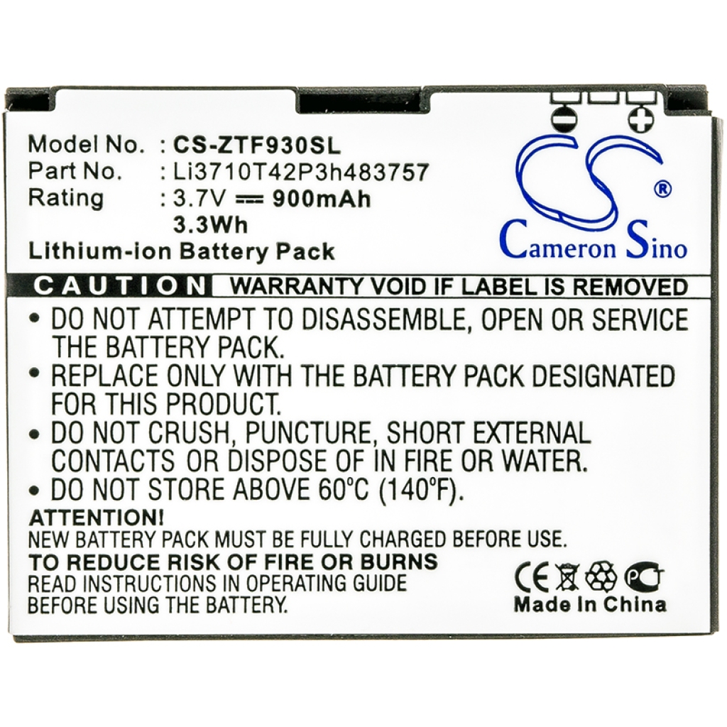 Compatibele batterijvervanging voor ZTE LI3710T42P3H483757