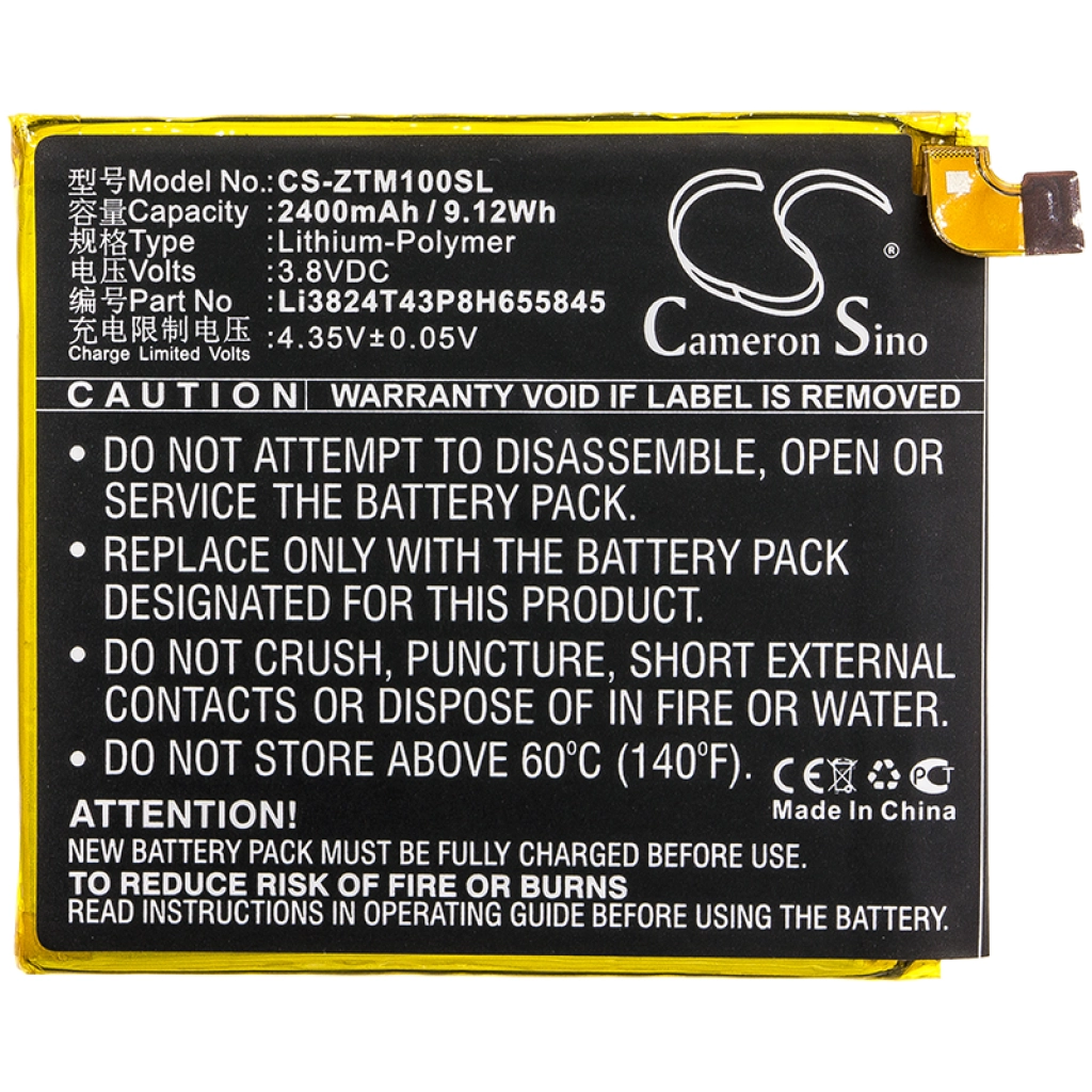 Compatibele batterijvervanging voor ZTE LI3824T43P8H655845