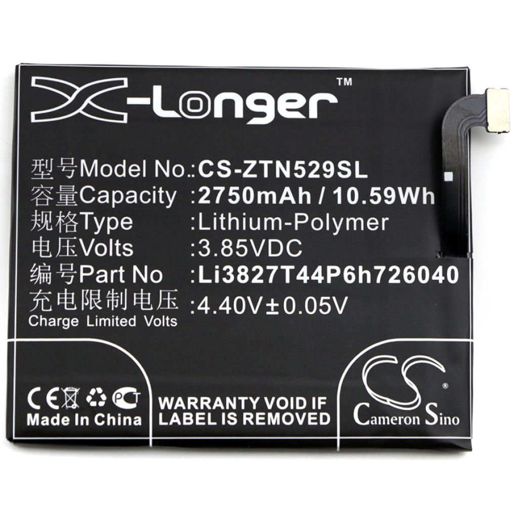 Compatibele batterijvervanging voor ZTE LI3827T44P6H726040