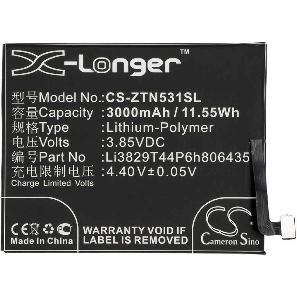 Compatibele batterijvervanging voor ZTE LI3829T44P6H806435