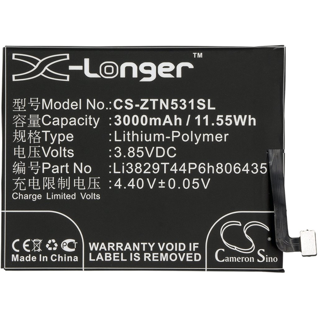 Compatible battery replacement for Nubia LI3829T44P6H806435