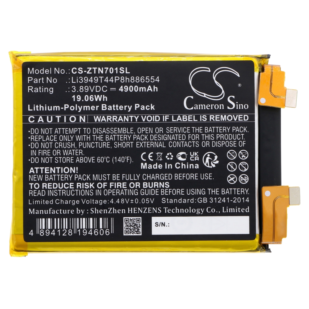 Compatibele batterijvervanging voor ZTE LI3949T44P8H886554