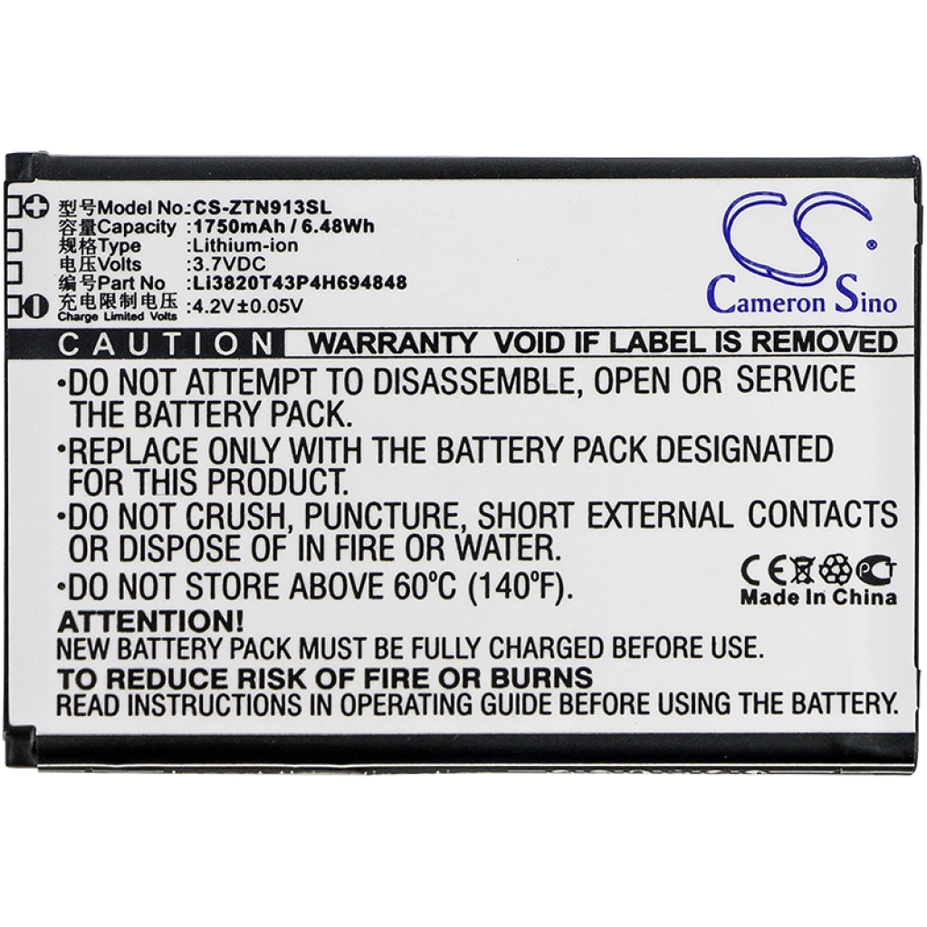 Compatibele batterijvervanging voor ZTE LI3820T43P4H694848