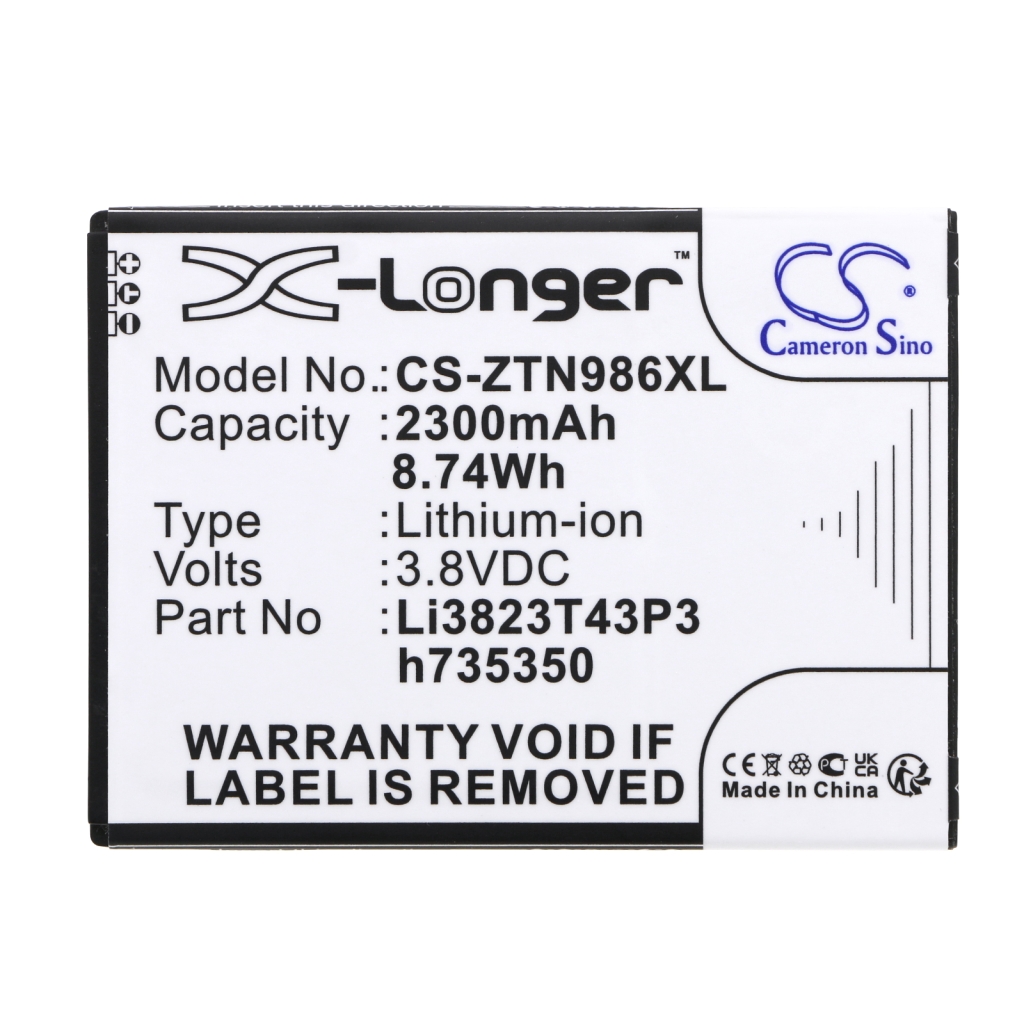 Compatibele batterijvervanging voor ZTE LI3823T43P3H735350