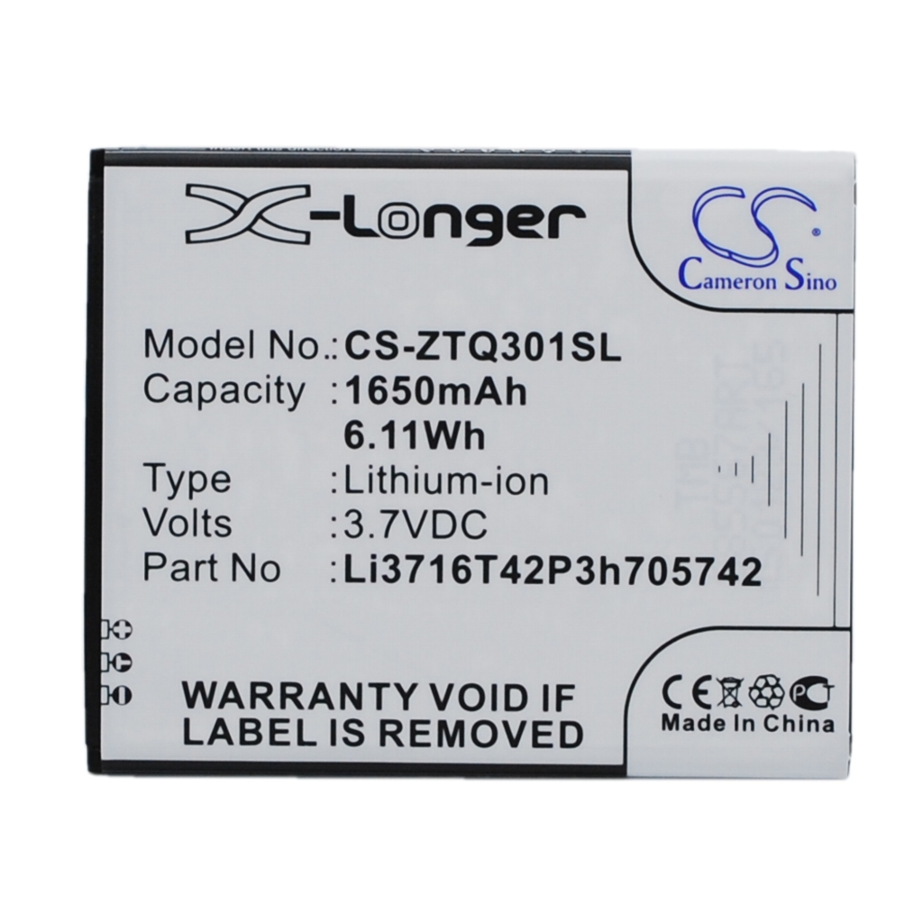 Battery compatible with ZTE A+world CS-ZTQ301SL