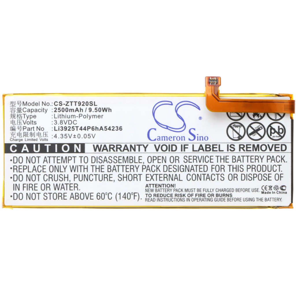 Compatibele batterijvervanging voor ZTE LI3925T44P6HA54236