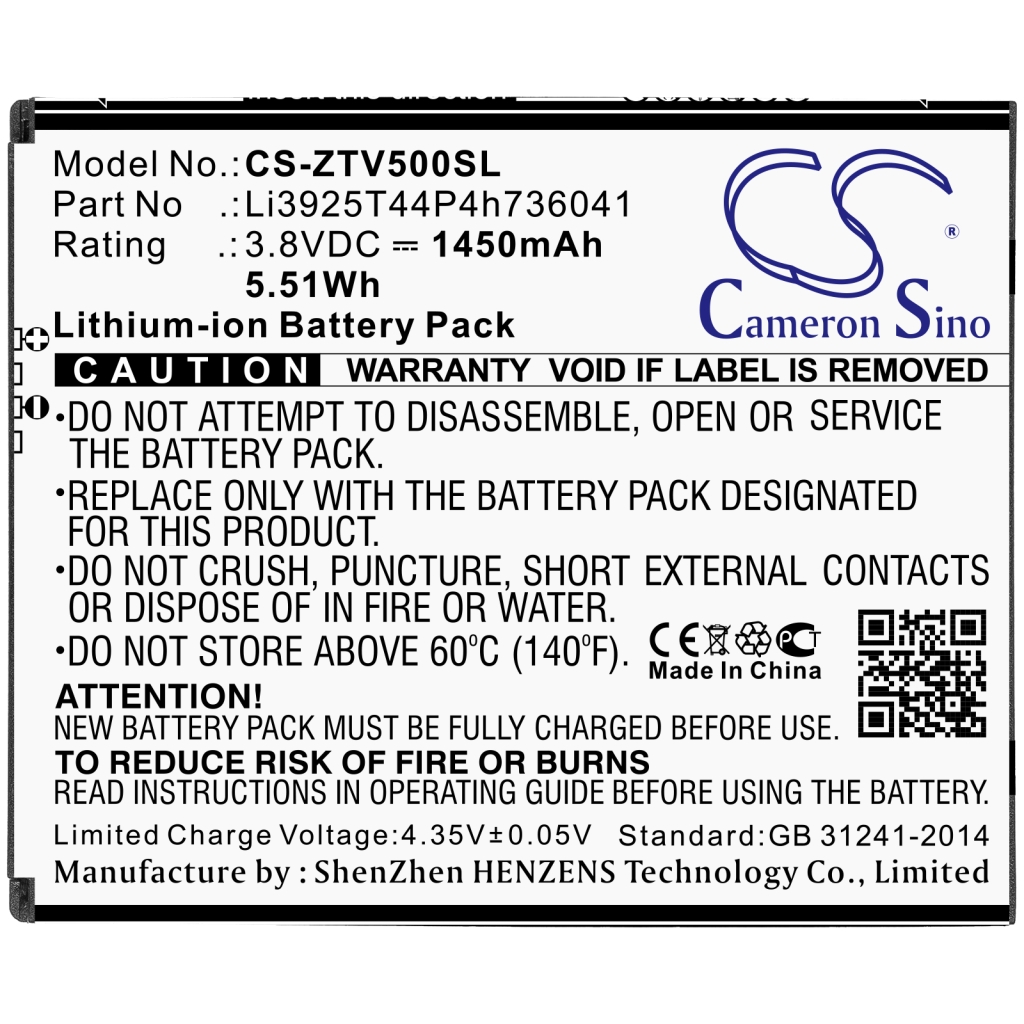 Compatibele batterijvervanging voor ZTE LI3925T44P4H736041