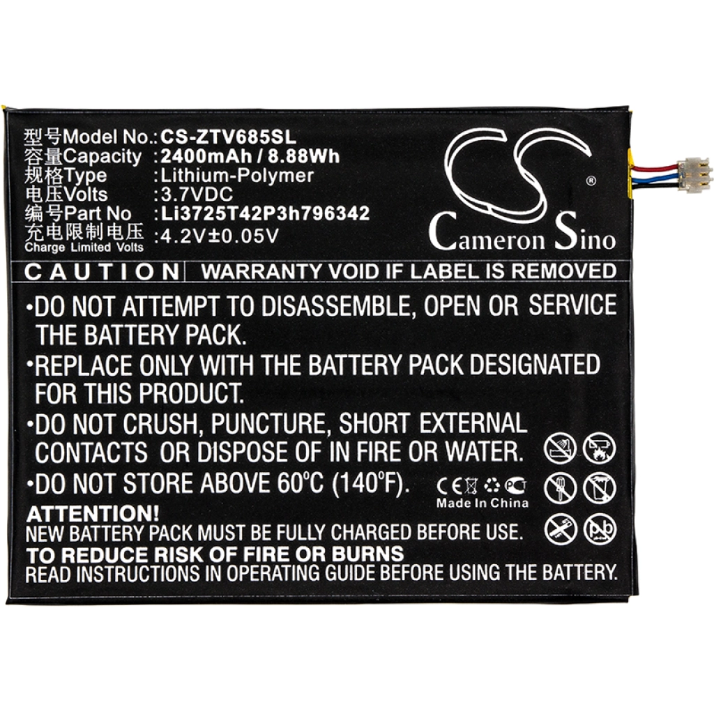 Compatibele batterijvervanging voor ZTE LI3725T42P3H796342
