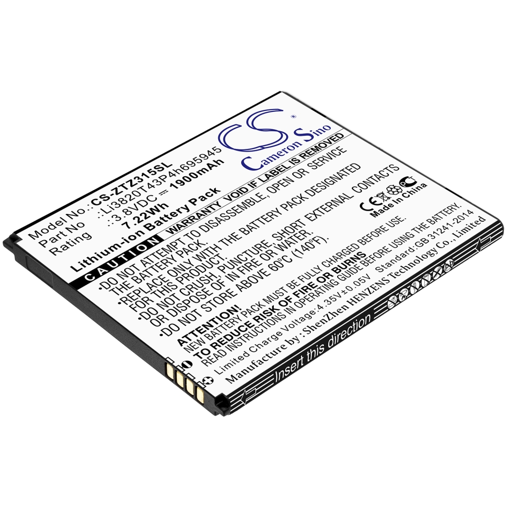 Compatibele batterijvervanging voor ZTE LI3820T43P4H695945