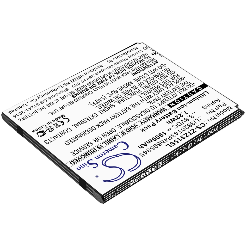 Compatibele batterijvervanging voor ZTE LI3820T43P4H695945