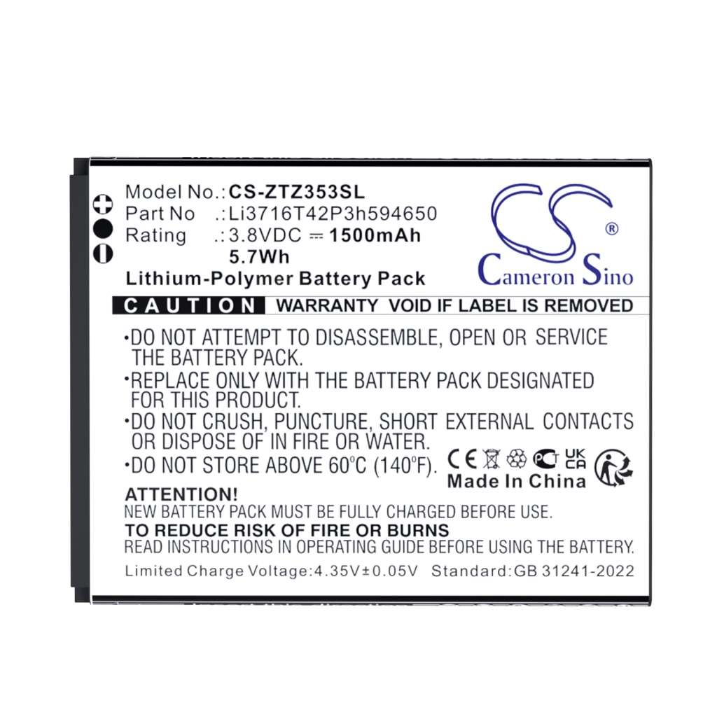 Batterij Vervangt Li3818T43P3h594650